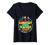 Women's I Am an Elementary School Teacher Funny Teacher's Day V-Neck T-Shirt