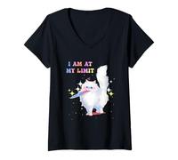Womens I Am At My Limit Groovy Cute Cat Apparel V-Neck T-Shirt