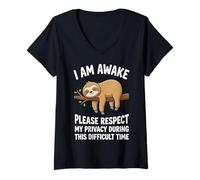 Women's I Am Awake Please Respect My Privacy During This Time V-Neck T-Shirt