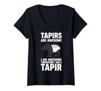 Womens I Am Awesome Therefore I Am A Tapir V-Neck T-Shirt