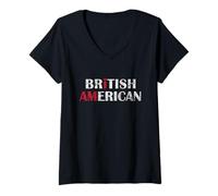 Women's I Am British American - Britain and America Pride V-Neck T-Shirt