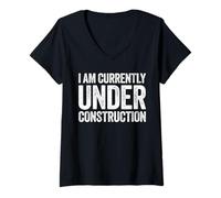 Womens I Am Currently Under Construction Shirt Funny Gym Workout V-Neck T-Shirt