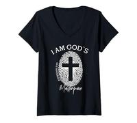 Womens I AM GOD`S Masterpiece Christian Ephesians 2:20 V-Neck T-Shirt