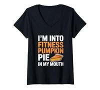 Womens I Am Into Fitness Pumpkin Thanksgiving V-Neck T-Shirt