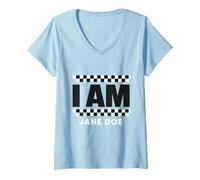 Women's I Am Jane Doe Checkered Racing Flag Block Letter Identity V-Neck T-Shirt