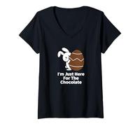 Women's I Am Just Here for The Easter Chocolate and Food V-Neck T-Shirt