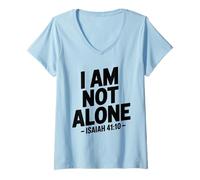 Womens I Am Not Alone Uplifting - Retro Bible Verse Christian Faith V-Neck T-Shirt
