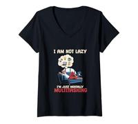 Womens I Am Not Lazy Im Just Mentally Multitasking Funny Lazy Guy V-Neck T-Shirt