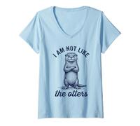 Women's I Am Not Like The Otters Funny Introvert Pun V-Neck T-Shirt
