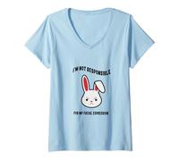 Womens I am not Responsible for My Expression Angry Bunny V-Neck T-Shirt