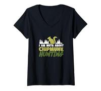Women's I Am Nuts About Chipmunk Hunting for Ground Squirrel Hunters V-Neck T-Shirt