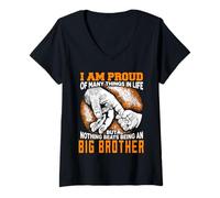 Womens I Am Proud Being Big Brother Vintage Xmas For Grandpa Dad V-Neck T-Shirt