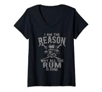 Womens I Am Reason Why All The Rum Is Gone Gift Pirate Men Women V-Neck T-Shirt