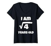 Womens I am Root 4 Years Old Tee - Math Equation Tee V-Neck T-Shirt
