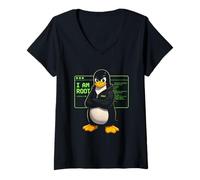 Women's I AM Root Linux tee Administrator Sysadmin Programmer V-Neck T-Shirt