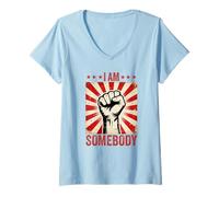 Women's I Am Somebody Civil Rights Empowerment Equal Rights Protest V-Neck T-Shirt