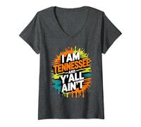 Womens I Am Tennessee and Y'all Ain't Retro Graffiti Orange V-Neck T-Shirt