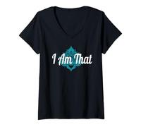 Womens I Am That - Blue Flower Lotus V-Neck T-Shirt