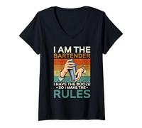 Women's I Am The Bartender I Have The Booze I Make The Rules V-Neck T-Shirt
