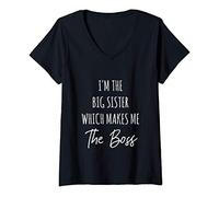 Womens I Am The Big Sister For Girls Or Adults Novelty Gift V-Neck T-Shirt
