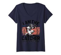 Womens I Am The Catcher They Warned You About Athletic Apparel V-Neck T-Shirt