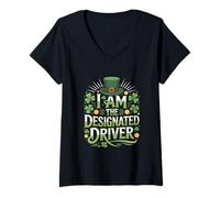 Women's I Am The Designated Driver St Patricks Day Matching V-Neck T-Shirt
