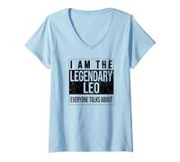 Womens I am The Legendary Shirt, Gift idea for Leo V-Neck T-Shirt