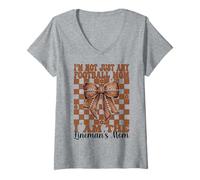 Womens I Am The Lineman's Mom American Football Mom Mother's Day V-Neck T-Shirt