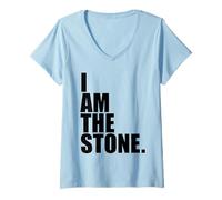 Womens I Am The Stone David and Goliath Story Christian God Lover V-Neck T-Shirt