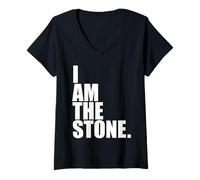 Womens I Am The Stone David and Goliath Story Christian God Lover V-Neck T-Shirt