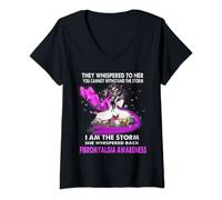 Womens I Am The Storm Fibromyalgia Awareness V-Neck T-Shirt
