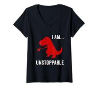Womens I Am Unstoppable - Funny T-Rex Dinosaur Jurassic Animal Gift V-Neck T-Shirt