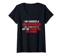 Women's I Am Unsupervised It Freaks Me Out Possibilities Endless V-Neck T-Shirt