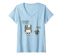 Womens I am your father nooo floppy disk USB Funny IT Tech Humor V-Neck T-Shirt