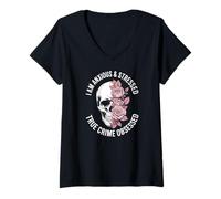 Women's I Anxious and Stressed True Crime Obsessed Documentaries V-Neck T-Shirt