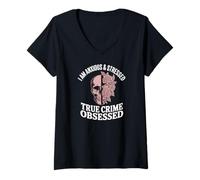 Women's I Anxious and Stressed True Crime Obsessed Documentaries V-Neck T-Shirt