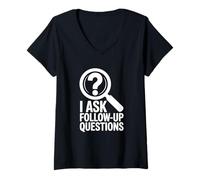 Women's I Ask Follow Up Questions, True Crime Lover V-Neck T-Shirt