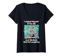 Women's I Asked Myself If Im Ok and We Both Started Laughing Beach V-Neck T-Shirt