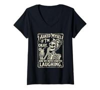 Women's I Asked Myself If I'm Ok and We Both Started Laughing Funny V-Neck T-Shirt