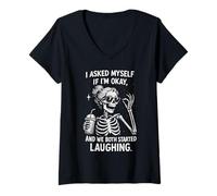 Women's I Asked Myself If I'm Ok and We Both Started Laughing Funny V-Neck T-Shirt