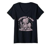 Women's I Asked Myself If I'm Ok and We Both Started Laughing Meme V-Neck T-Shirt
