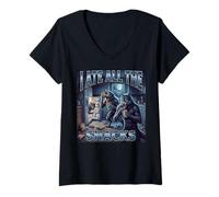 Women's I Ate All The Snacks Funny Alpha Unhinged Wolf Meme V-Neck T-Shirt