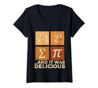 Women's I Ate Some Pie and It was Delicious Pi Day Funny Math Pun V-Neck T-Shirt