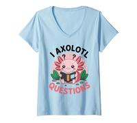 Women's I Axolotl Questions Cute Reader Axolotl Lover V-Neck T-Shirt
