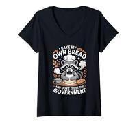 Womens I Bake My Own Bread and Don't Trust The Government V-Neck T-Shirt