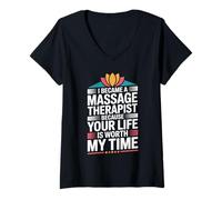 Women's I Became A Massage Therapist Funny Massage Therapy V-Neck T-Shirt