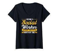 Womens I Became a Social Worker because Your Life is Worth my Time V-Neck T-Shirt