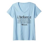 Women's I Before E Except Grammar Rule Joke Funny English Teacher V-Neck T-Shirt