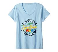 Womens I Believe in A Spectrum Possibilities - Autism V-Neck T-Shirt