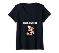 Womens I Believe in Koi Fish Japanese Carp Symbol Harmony Fortune V-Neck T-Shirt